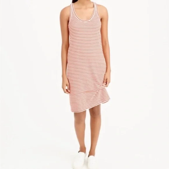 cotton tank dress j crew J.Crew NWOT racerback 100% cotton tank dress in navy/ivory stripe, Size XS